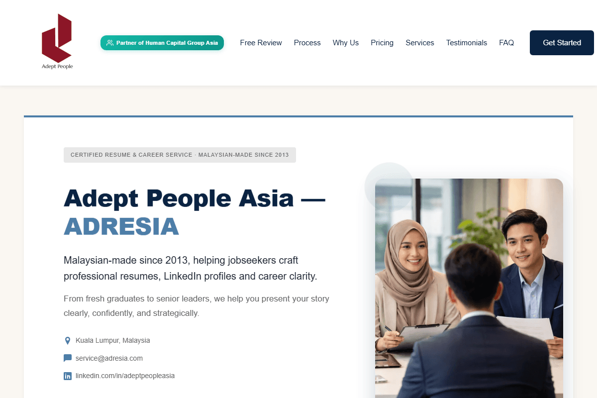 Adresia: website preview