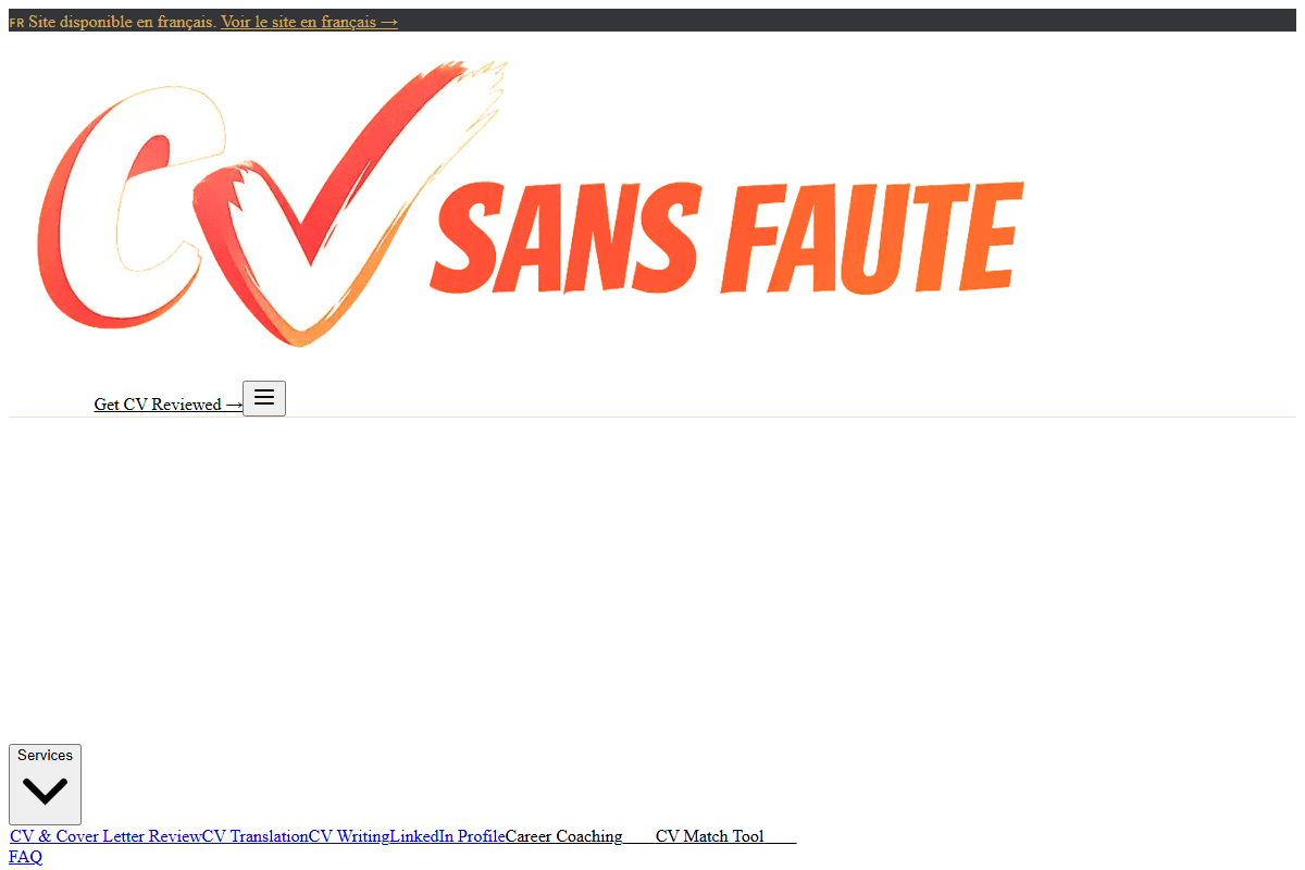 CV Sans Faute: website preview